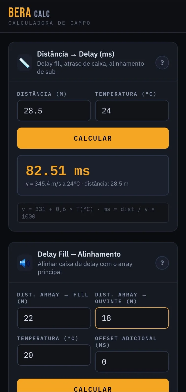 BERA Calc — Calculadora de campo PWA